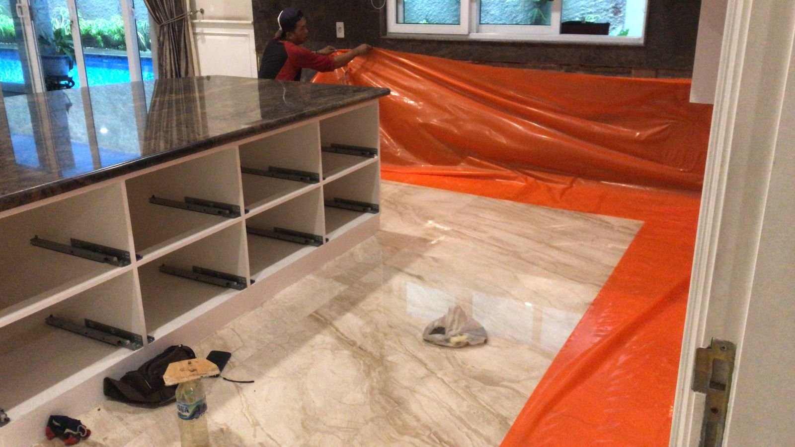 Terminate Protego lining the inside of a cabinet